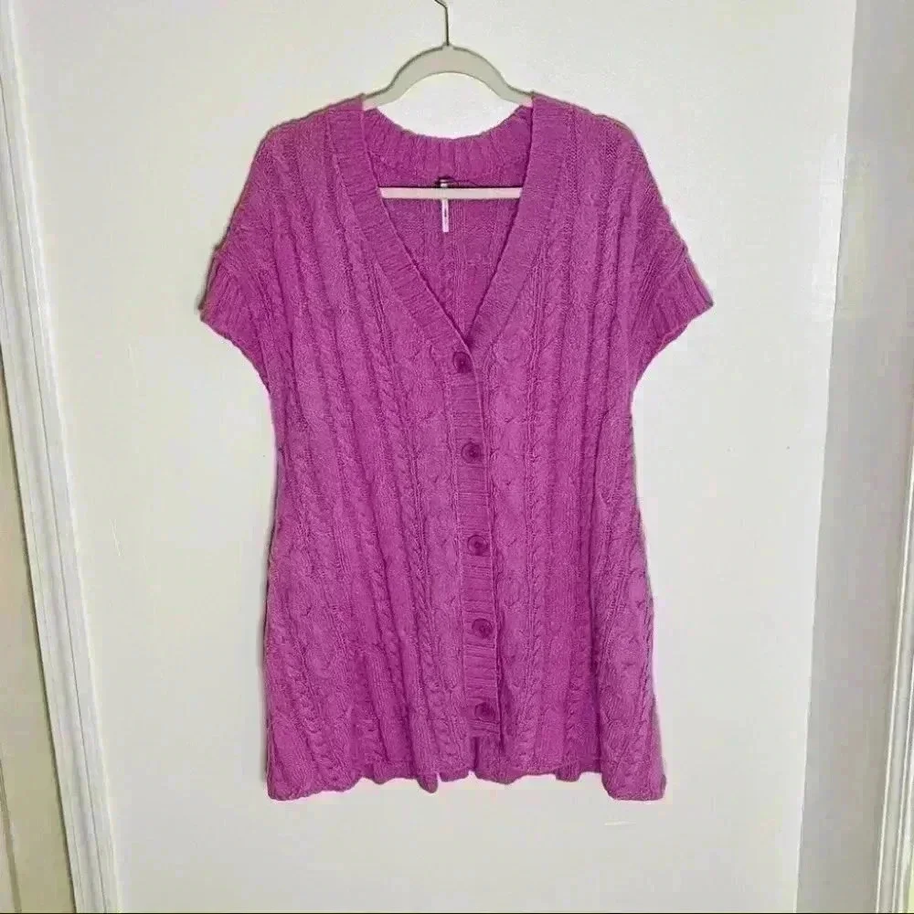 NEW Free People Swingin Swing Knit Sweater Mini Dress Lilac